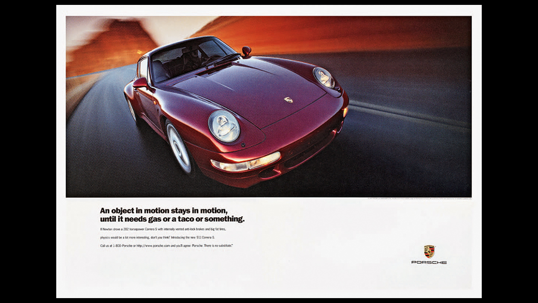 Porsche 993 advertising is probably the style we recognise today. Rig shots become aparent