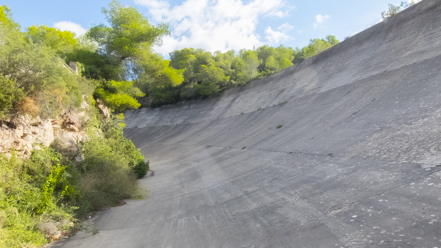 Cutting through the rock, there