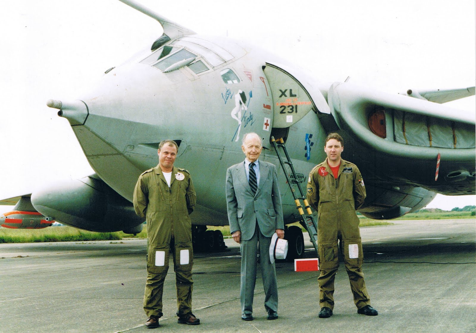 Lee Atwood, P51 Mustang designer posing with Victor XL231