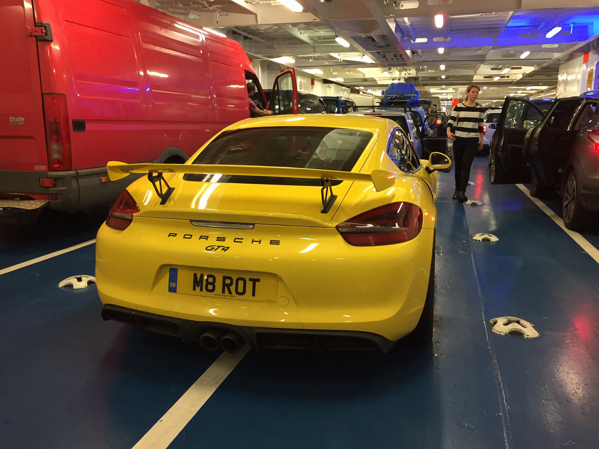 Chained down on the cargo deck of Brittany Ferries